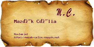 Mazák Célia névjegykártya